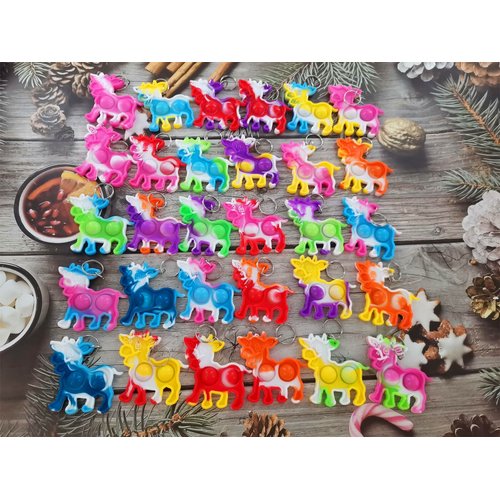 Roaqua 30 Packs Bulk dairy cow Backpack Keychain Mini pop Fidget for boy and Little Girl,Kids birthday summer Party Favors,Students Bubble Prize