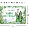 Hilioens 7×5ft Crocodile Birthday Backdrop Cartoon Crocodile Kids Boys Birthday Party Decorations Green Leaf Oh Snap Background Banner Supplies