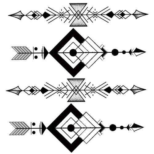 Oottati 2 Sheets Small Tiny Temporary Tattoo Stickers Square Triangle Arrow