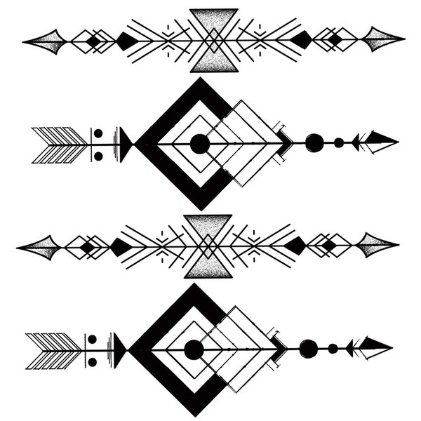 Oottati 2 Sheets Small Tiny Temporary Tattoo Stickers Square Triangle Arrow