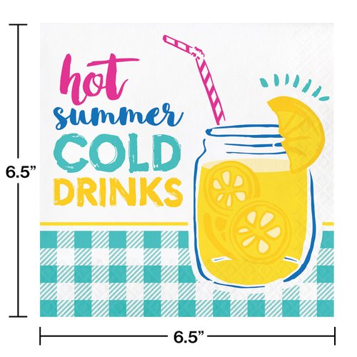 Creative Converting Picnic Lemonade Luncheon Napkins, 6.5", Multi-colored