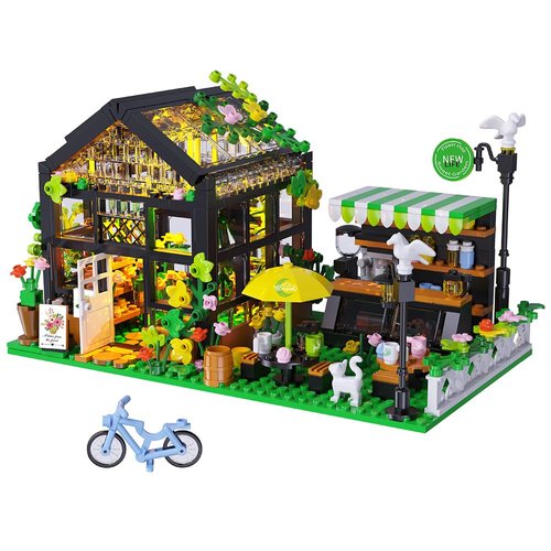 Flower House Building Set with LED, City Street House Flower Shop Building Blocks Toy, Gift for Girls 8-12 Year, Mini Brick 680pcs