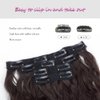 KGBFASS Hair extension 4 Piece Clip in Hair Extensions 12inch Short Curly Wavy Clip in on Hair Extensions Women's Full Head Synthetic Fiber Hairpieces 120g, Dark Brown