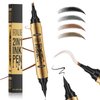 1 Pcs Microblading Eyebrow Pencil 2-in-1 Dual-ended Eyebrow Pen 4-Prong Micro-Fork Tip Applicator & Precision Brush Tip Brow Pencil Waterproof Stay on All-day Makeup for Natural Eyebrow, Light Brown