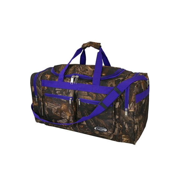 "E-Z Roll" 25" Tree Camouflage Duffel Bag/Sports Bag/Outdoor Bag/Travel Bag (Purple Trim)