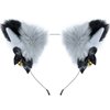 CEDAR BRIGHT Fox Cat Ears Anime Cosplay - Animal Wolf Headwear, Halloween Headband,Headpiece Costume Accessories with Bells (Gray)