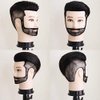 JMHAIR Professional Barber Male Mannequin head with human Hair Men Training Manikin Cosmetology Doll Head Short Hair Cutting (Black With Beard)