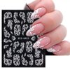4 Sheets Flower Nail Art Sticker Decals - 5D Stereoscopic Embossed Acrylic Nail Stickers Self-Adhesive Nail Art Supplies White Lace Retro Floral Nail Designs DIY Manicure Decoration for Women Girls