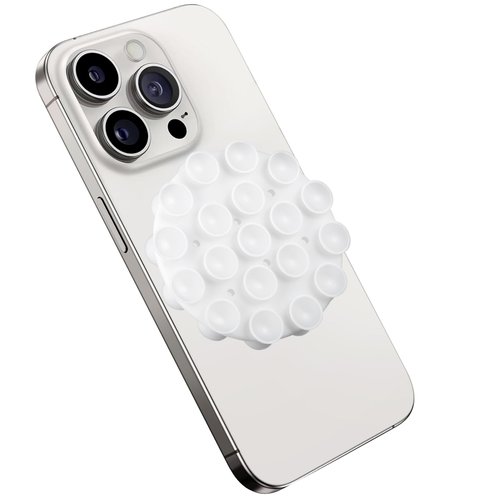 CIEO Magnetic Suction Cup Phone Mount, Double Sided Phone Suction Holder Back of Phone, Sticky Grip Mirror Shower Phone Holder for TikTok Videos and Selfies(White)