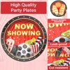 Movie Night Party Plates Movie Themed Party Tableware Now Showing Movie Theater Themed Decorations Dinnerware for Movie Night Red Carpet Birthday Party Supplies Paper Plate Napkins Serve 24