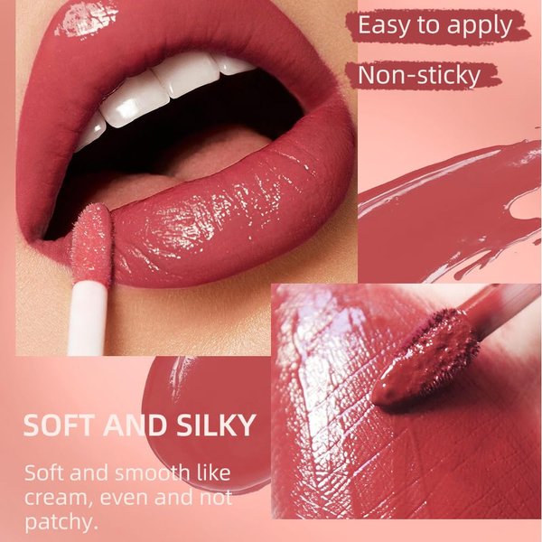 VSTYLE Skull Lipstick Matte Red Pink Purple Brown Waterproof Long Lasting High Pigmented Lazy Lip Cosmetics Gloss Liquid Lip Glaze For Halloween Festivals Daily Lip Makeup (03)