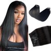 Seamless Clip in Hair Extensions Human Hair, Natural Black Hair Extensions Real Human Hair Clip ins Extensions 7pcs 80G 12 Inch, Ubetta Straight Remy Human Hair Extensions for Women