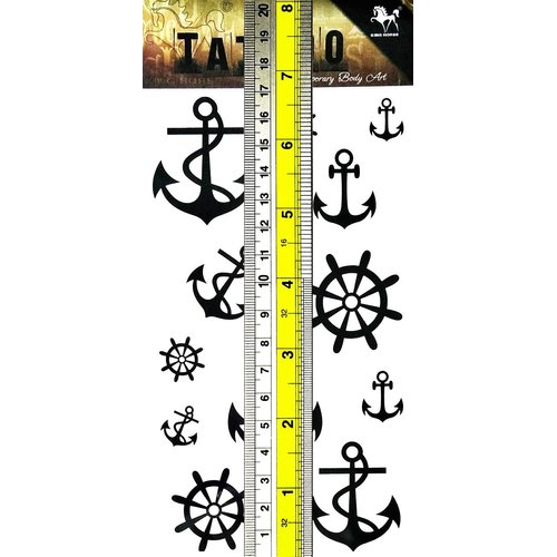 PARITA Tattoos Boat Sailboat Anchor Cartoon Tattoo Sexy Body Fake Fashion Tattoos Stickers Arm Shoulder Chest Back Makeup Art Design for Men Women Adult Kids (1 Sheet.) (14)
