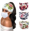 Efdagsad Boho Button Headband Women Wide Mask Hair Band with Button Boho Elastic Sports Headwear Yoga Ear Saver Hair Band Workout Headwrap (E)