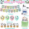 Pochacco Birthday Party Decorations, Kawaii Cartoon Party Supplies with Banner, Cupcake Cake Toppers and Foil Balloons Party Favors for Fans Birthday Background Decorations