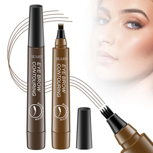 Microblading Eyebrow Pen, 2025 Upgraded 3D Waterproof 4-Tip Eyebrow Pencil, Gift for Beginners, Long-Lasting Natural Makeup Fine Stroke Magic Eyebrow Pencil Stay on All Day for Women, 2pcs Multicolour
