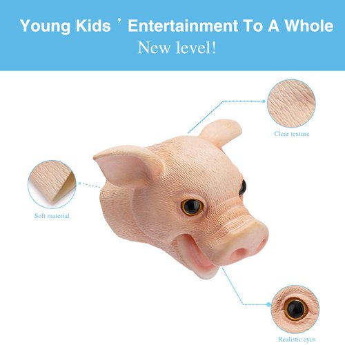 Yolococa Pig Hand Puppet Realistic Latex Soft Animal Toy Storytelling Role Play Party Supplies for Kids