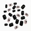 Short Press on Nails Square Fake Nails Black False Nails with Design Butterfly Stick on Nails Glossy Acrylic Nails Full Cover Glue on Nails Cute Artificial Nails for Women Girls Manicure 24Pcs