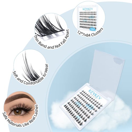 Lash Clusters 84 Pcs Cluster Lashes Eyelash Clusters DIY Cluster Eyelash Extensions Individual Lashes Thin Band & Soft (Frost,D-8-16mix)