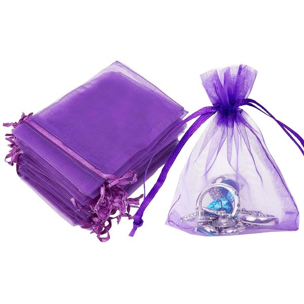 50 Pieces 4x6 inches Gift Wrap Bags Purple, Organza Sheer Fabric,Drawstring Classy Present Bags for Baby Shower Favor,Candy,Christmas Favour,Sample Packing Decorative,Handmade Soap,Merchandise,Makeup