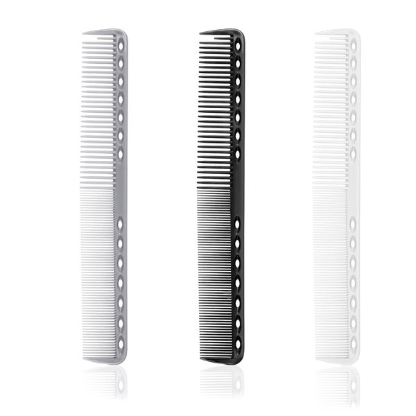 3Pcs Cutting Carbon Combs for Hair Stylist, Haircutting Carbon Fiber Combs Professional Heat Resistant Comb, Barber Comb Hair Stylist All Purpose Combs Medium and Fine Tooth for Man Woman Clipper Cuts