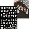 JMEOWIO 6 Sheets 3D Embossed Flower Butterfly Nail Art Stickers Decals Self-Adhesive Pegatinas Uñas 5D White Spring Floral Nail Supplies Nail Art Design Decoration Accessories