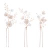 Soulshow 3 Pieces Vintage Pearl Gold Bridal Hair Pins for Women Handmade New Material Polymer Clay Flower Wedding Hair Pins Bridal Hair Accessories