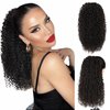 Ponytail Extension for Black Women Curly Drawstring Ponytail Hair Extensions 14'' Natural Black Synthetic Kinkys Curly Drawstring Ponytail for African Women(#2)