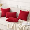 MIULEE Pack of 2 Red Corduroy Decorative Throw Pillow Covers 18x18 Inch Soft Boho Striped Pillow Covers Modern Farmhouse Home Decor for Sofa Living Room Couch Bed
