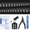 Beetles Gel Nail Kit Easy Extension Set, XS Short Almond Pre Shaped 240 Pcs Clear False Acrylic Nails Tips with 5 In 1 Nail Glue Innovative Uv Led Lamp DIY Manicure Salon at Home Women Gift