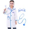 Lrrtwer Doctor Costume for Kids Girls Doctor Lab Coat Outfits Costume with Working Stethosco (blue, 5-6 Y)