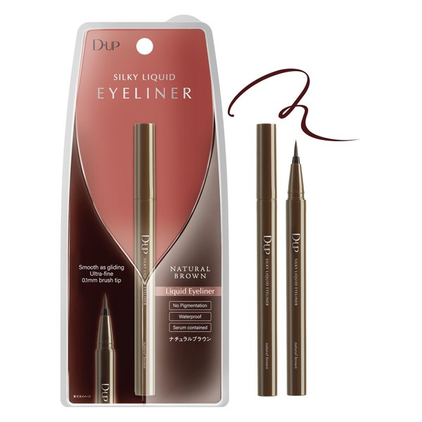 D-UP Silky Liquid Eyeliner, Smooth Eye Makeup Liner, Waterproof & Smudge Proof Eye Liner, Japanese Gel EyeLiner Pen Tip, Blendable Eyeliner for Mature Women, Natural Brown, 1 Fl Oz
