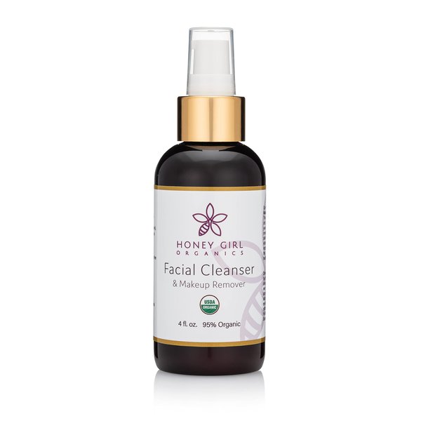 Honey Girl Organics Facial Cleanser, USDA Organic Cleanser & Makeup Remover w/Beeswax, EVOO & Lemon Oil. Remove Dirt, Balance Skin, Ease Inflammation. Naturally has pollen, propolis, royal jelly. 4oz
