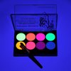 MEICOLY Glow UV Blacklight Face Paint, 8 Bright Colors Neon Fluorescent Rave Body Paint Palette,Water Activated Eyeliner,Water Based Glow In The Dark Halloween Washable for Kids Adult Body Painting