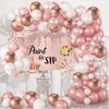 MEHOFOND Paint and Sip Party Decorations for Adults Sip and Paint Kit Happy Birthday Party Rose Gold Balloon Arch Kit Sip and Paint Party Supplies for Date Night Art Painting Set 111 Pcs