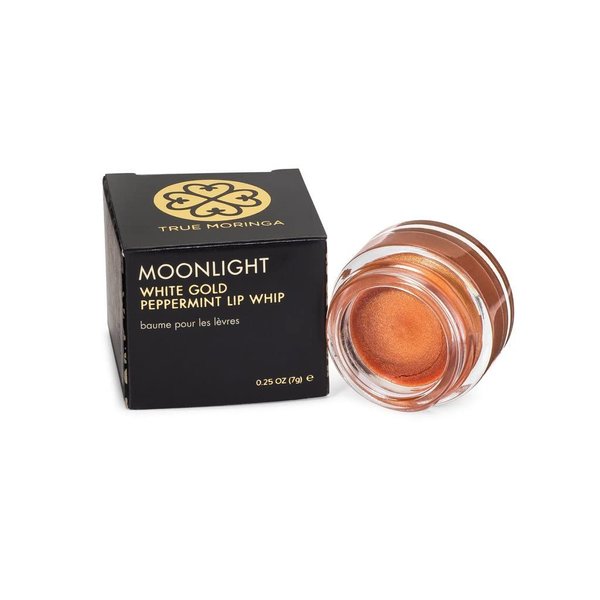 True Moringa Tinted Lip Balm - Moonlight White Gold Peppermint Lip Whip - Luxury Organic Lip Gloss Tinted Moisturizer - Natural Vegan Lip Tint Shimmer - 0.25 Ounce