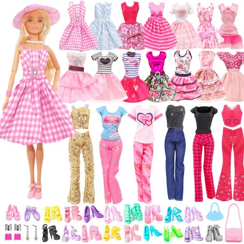 Movie Doll Costume Clothes Set for 11.5 Inch, Doll Clothes and Accessories with Movie Doll Pink Outfit Suit Clothes Fashion Dress Skirt Jeans T-Shirt Pants Hat Shoes for Girls Xmas Birthday Gift