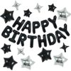 TONIFUL 35PCS Black Happy Birthday Decorations Kit 16 Inch Happy Birthday Balloon Banner with Star Balloons Mylar Foil Birthday Party Decorations Supplies for Men Women Adults Girls Boys Kids