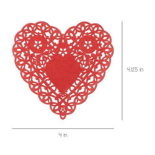 Hygloss Products Heart Paper Doilies – 4 Inch Red Lace Doily for Decorations, Crafts, Parties, 100 Pack