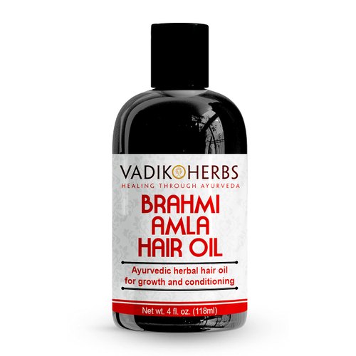 Vadik Herbs Brahmi-Amla Hair Oil (4oz) Promotes excellent hair growth and conditioning with Rosemary Oil | all natural herbal solution for hair loss, thinning hair, balding | beard oil as well