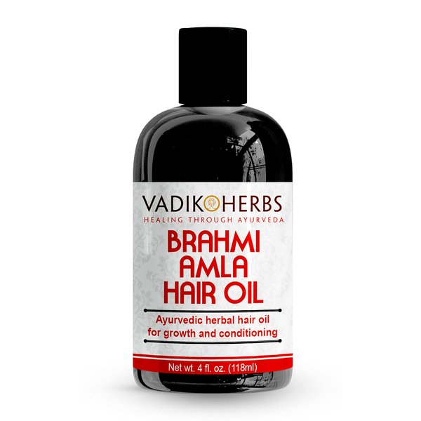 Vadik Herbs Brahmi-Amla Hair Oil (4oz) Promotes excellent hair growth and conditioning with Rosemary Oil | all natural herbal solution for hair loss, thinning hair, balding | beard oil as well