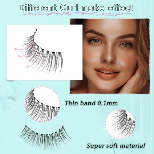 Obeyalash Soft Fluffy False Eyelashes 10 Pairs Full Eyes Lash 3D Faux Lashes Transparent Natural Band Soft Lightweight Fake Lashes Natural Look (FB10)