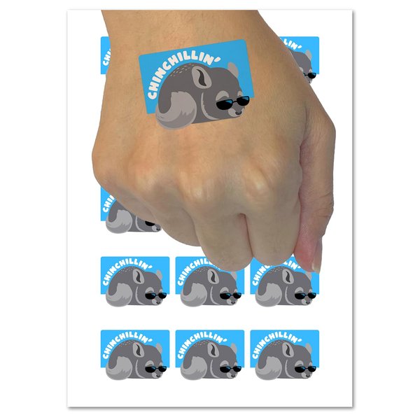 Chinchilla Chinchillin Chilling Cool Sunglasses Temporary Tattoo Water Resistant Fake Body Art Set Collection - 15 2" Tattoos (1 Sheet)