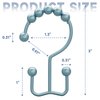 Titanker Shower Curtain Hooks Rings, Rust-Resistant Metal Double Glide Shower Hooks for Bathroom Shower Rods Curtains, Set of 12 Hooks - Lightcyan