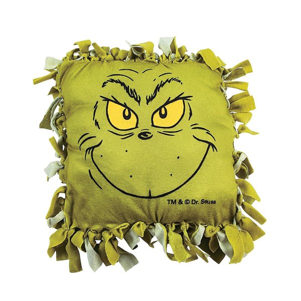 Fun Express Dr. Seuss The Grinch Christmas Fleece Tied Pillow Craft Kit - Makes 6
