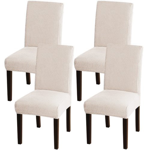 Turquoize Dining Chair Covers Stretch Chair Covers for Dining Room Set of 4 Parsons Chair Slipcover Removable Kitchen Chair Covers Chair Protector Covers for Dining Room, Ceremony (4, Ivory White)