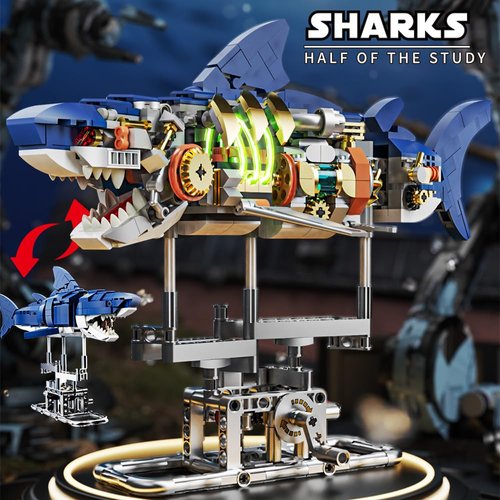 RiceBlock Shark Animal Building Block Set, A Gift for Compatible with Lego Sets for Boys 8-14, Sea Creatures Marine Animal Building Blocks Toys Crossing Ocean Lovers, 687 Pieces