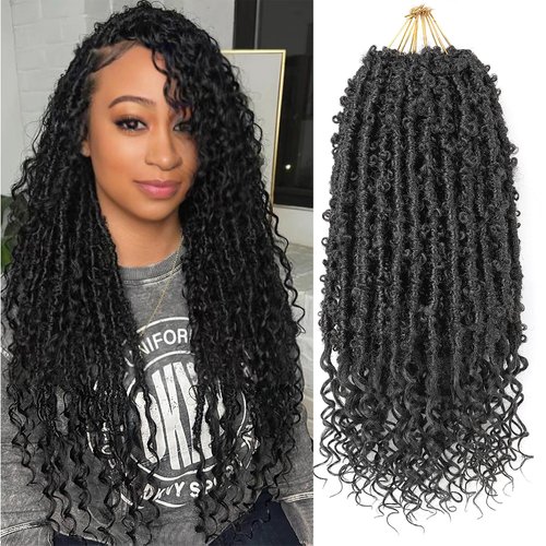 Aipin Butterfly Locs Goddess Locs Crochet Hair With Curly Ends 18 Inch Distressed Butterfly Faux Locs Synthetic Butterfly Soft Locs Hair Extensions (18 Inch, 6packs,1B#)
