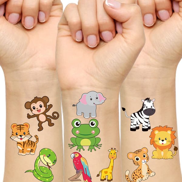 Animal Tattoos for Kids Safari Jungle Temporary Tattoo for Animals Birthday Party Favors Goodie Bag Stuffers 60Pcs