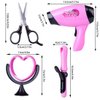 Makeup and Hair Styling Doll Head Toy Kit - 35Pieces Kids Pretend Play Set with Hair Dryer Washable Cosmetics Style Accessories, Makeup Practice Birthday Gifts for Girls